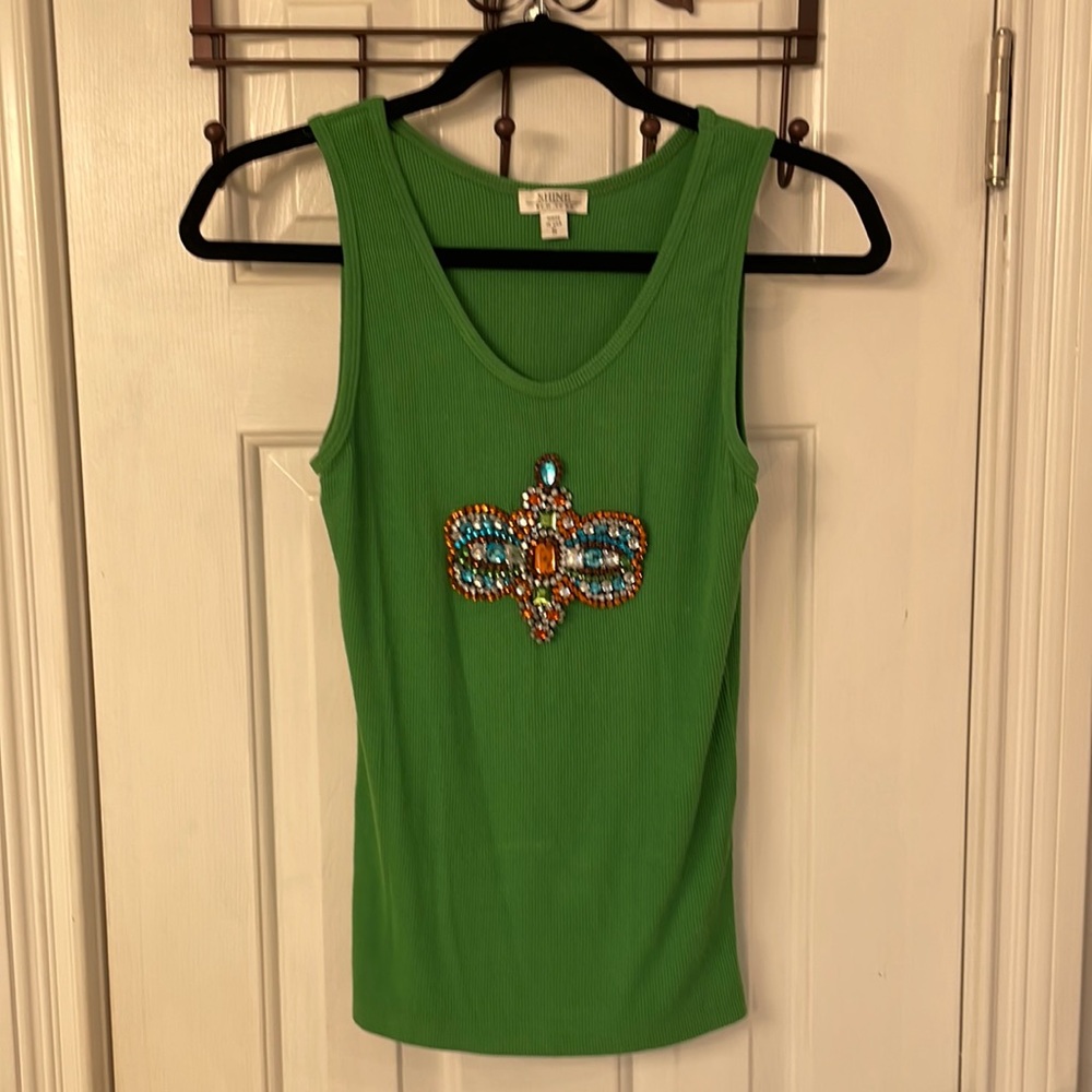 Shine New York Vintage Green Embellished Tank